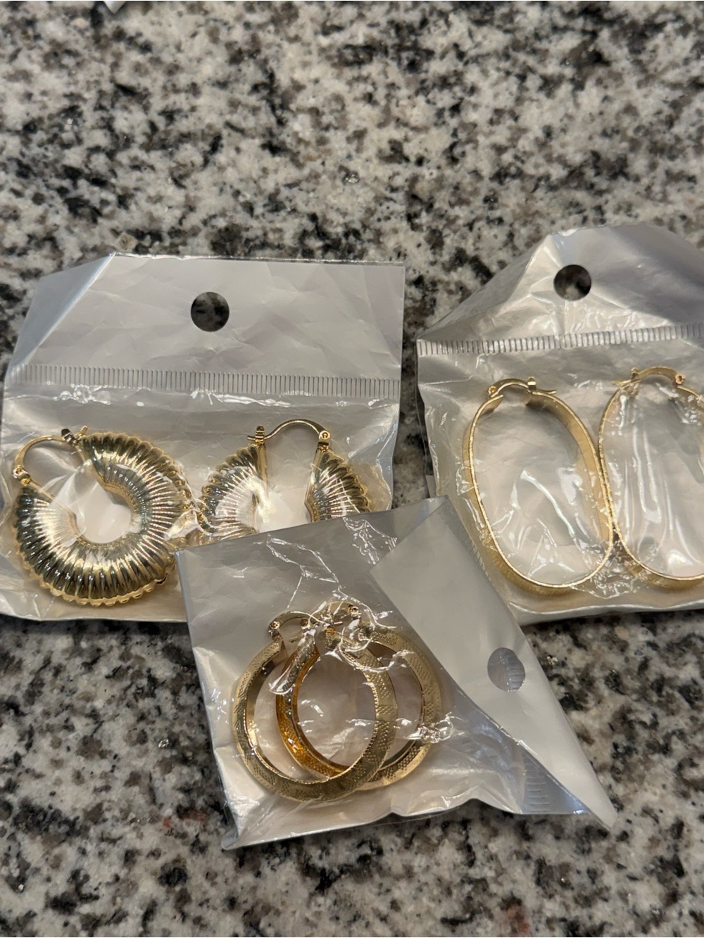 Gold-Tone Hoop Earring Trio - Classic Everyday Hoops